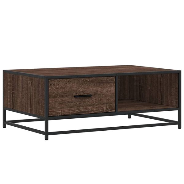 vidaXL Table basse ch&ecirc;ne marron 90x57x35 cm bois d'ing&eacute;nierie et m&eacute;tal