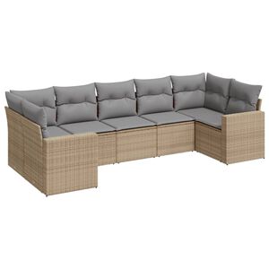 vidaXL Salon de jardin avec coussins 7 pcs beige r&eacute;sine tress&eacute;e