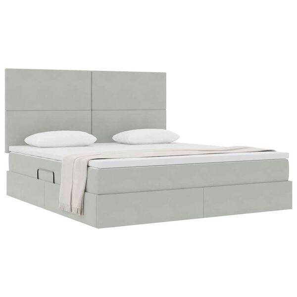 vidaXL Lit avec rangement et matelas Gris clair 180 x 200 cm Velours