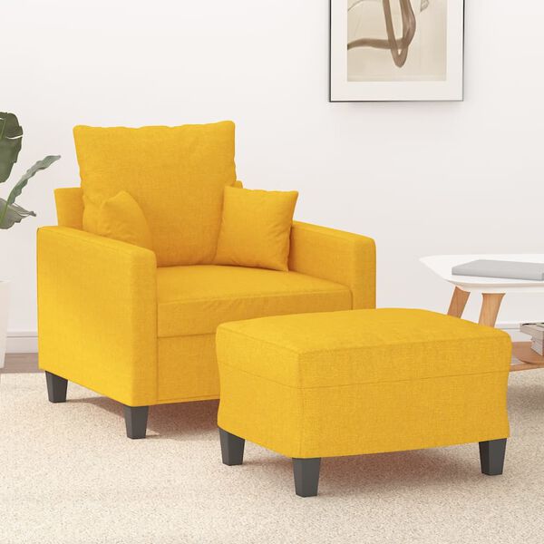 vidaXL Fauteuil avec repose-pied Jaune clair 60 cm Tissu