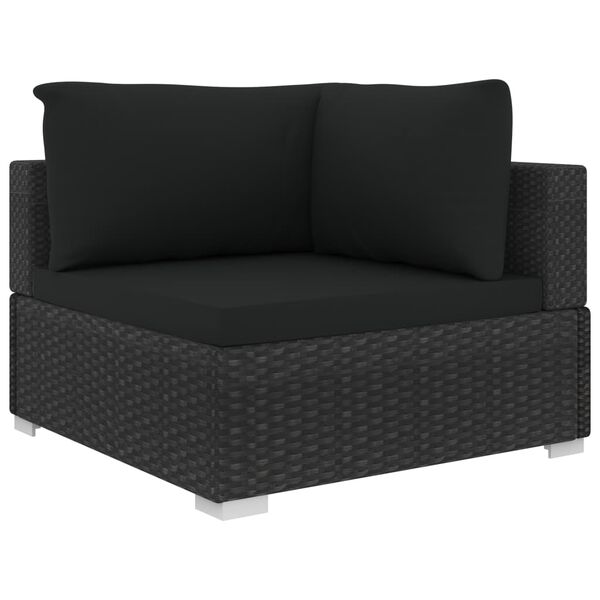 vidaXL Salon de jardin 4 pcs avec coussins R&eacute;sine tress&eacute;e Noir