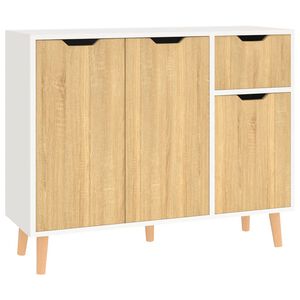vidaXL Buffet blanc et ch&ecirc;ne sonoma 90x30x72 cm bois d'ing&eacute;nierie