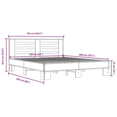 vidaXL Cadre de lit sans matelas chêne fumé 160x200 cm