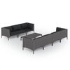 vidaXL Salon de jardin 8 pcs avec coussins R&eacute;sine tress&eacute;e Gris fonc&eacute;