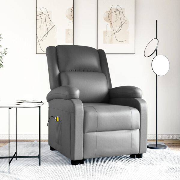 vidaXL Fauteuil de massage Gris Similicuir