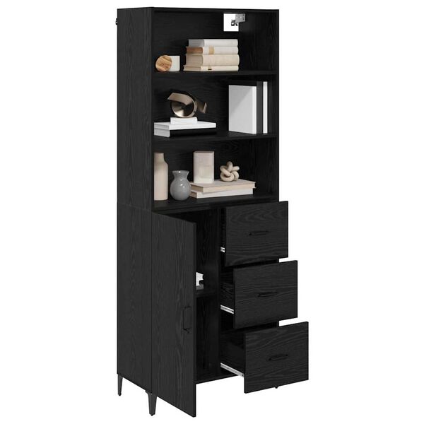 vidaXL Haut Armoire Ch&ecirc;ne noir 69,5 x 34 x 180 cm Bois d'ing&eacute;nierie