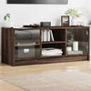 vidaXL Meuble TV avec portes en verre ch&ecirc;ne marron 102x37x42 cm
