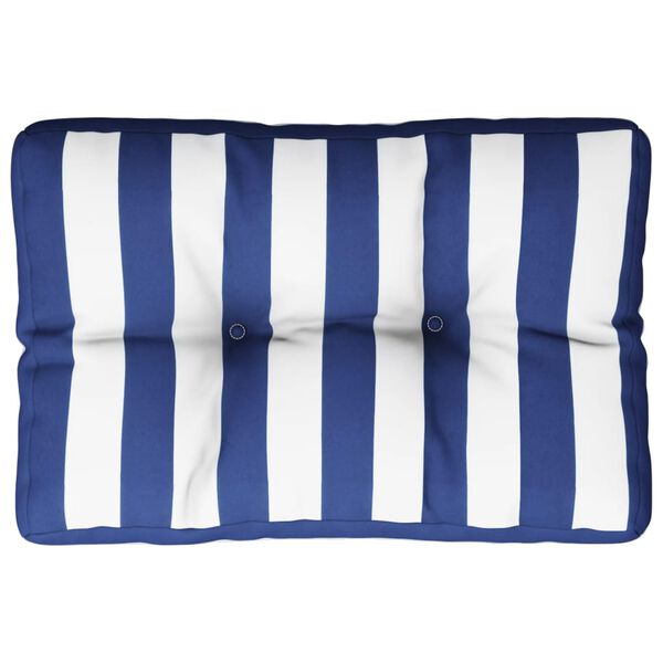 vidaXL Coussin de palette rayures bleues et blanches 50x40x12 cm tissu