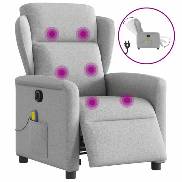 vidaXL Fauteuil de massage inclinable &eacute;lectrique gris nuage tissu