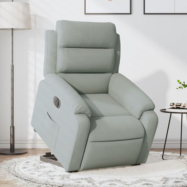 vidaXL Fauteuil inclinable &eacute;lectrique gris clair velours