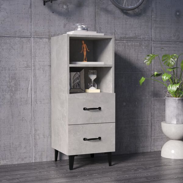 vidaXL Buffet Gris b&eacute;ton 34,5x34x90 cm Bois d'ing&eacute;nierie