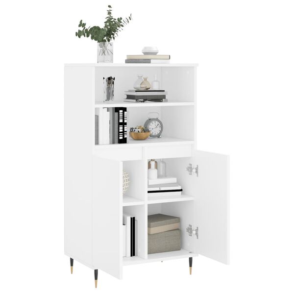vidaXL Buffet haut Blanc 60x36x110 cm Bois d'ing&eacute;nierie