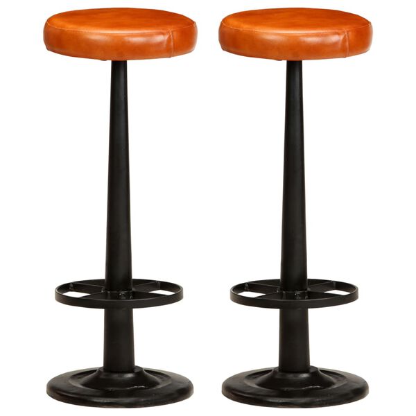 vidaXL Chaises de bar lot de 2 cuir v&eacute;ritable