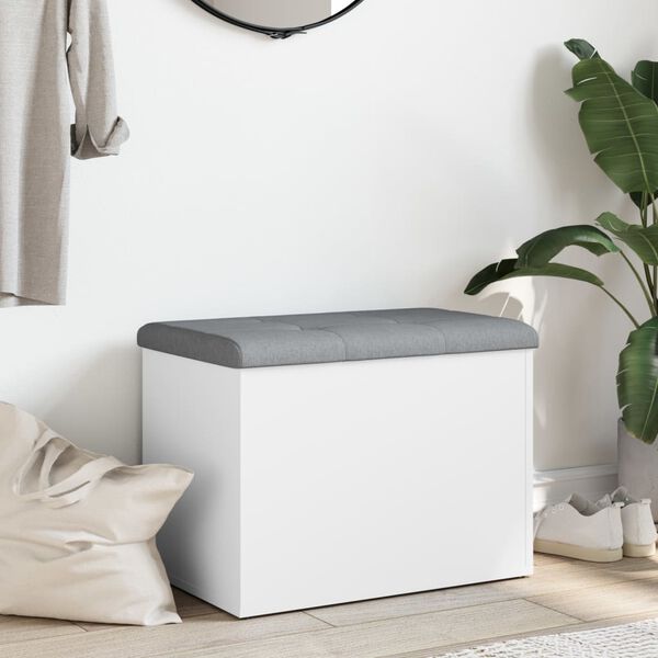 vidaXL Banc de rangement Blanc 62x42x45 cm Bois d'ingénierie