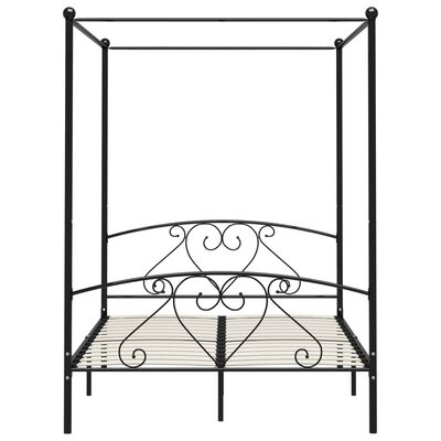 vidaXL Cadre de lit sans matelas avec baldaquin noir 160x200 cm métal