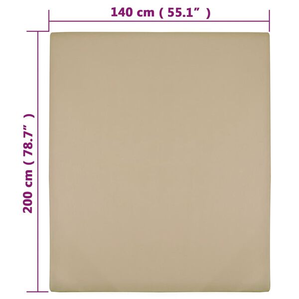 vidaXL Draps-housses Jersey 2 pcs Taupe 140x200 cm Coton
