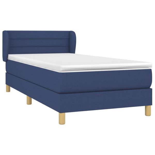 vidaXL Sommier &agrave; lattes de lit avec matelas Bleu 90x190 cm Tissu