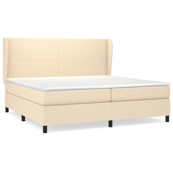 vidaXL Sommier &agrave; lattes de lit avec matelas Cr&egrave;me 200x200 cm Tissu