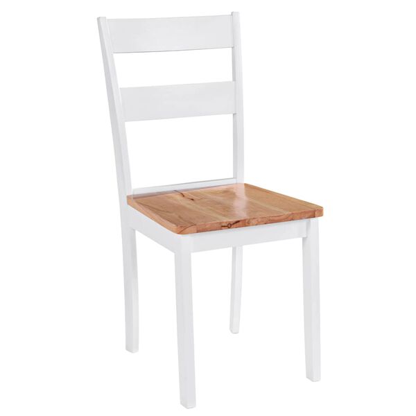 vidaXL Chaises &agrave; manger lot de 4 blanc bois d'h&eacute;v&eacute;a massif