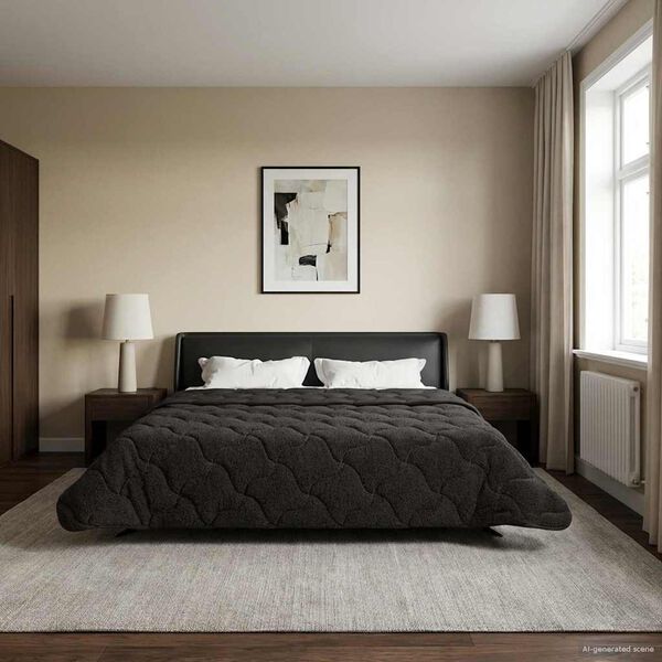 vidaXL Duvet complet toute l'ann&eacute;e Matelass&eacute; Anthracite 200 x 200 cm