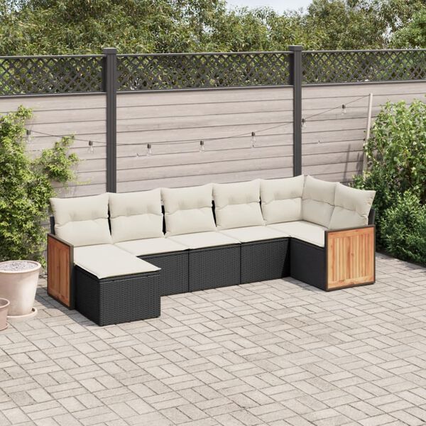 vidaXL Salon de jardin 7 pcs avec coussins noir r&eacute;sine tress&eacute;e