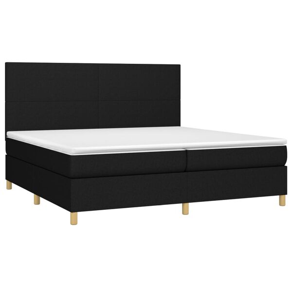 vidaXL Sommier &agrave; lattes de lit et matelas et LED Noir 200x200 cm Tissu