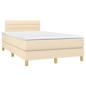 vidaXL Sommier &agrave; lattes de lit avec matelas cr&egrave;me 120x190 cm tissu