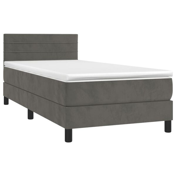 vidaXL Sommier &agrave; lattes de lit et matelas Gris fonc&eacute; 90x190 cm Velours