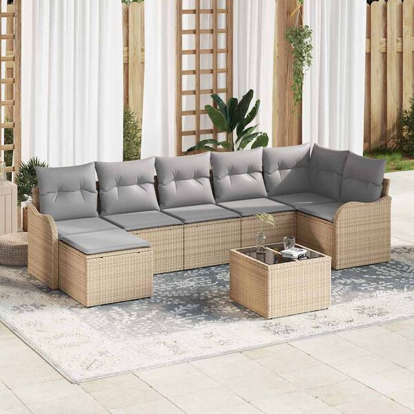 vidaXL Ensemble de canap&eacute; de jardin 8 pcs beige et gris clair