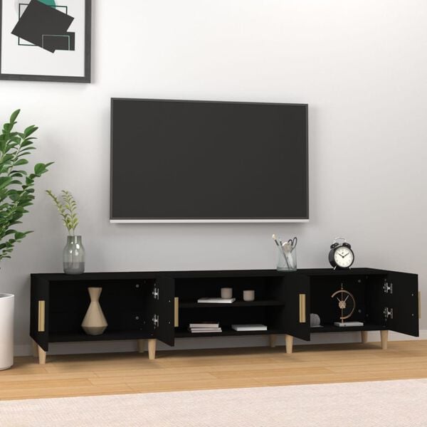 vidaXL Meuble TV noir 180x31,5x40 cm bois d'ingénierie