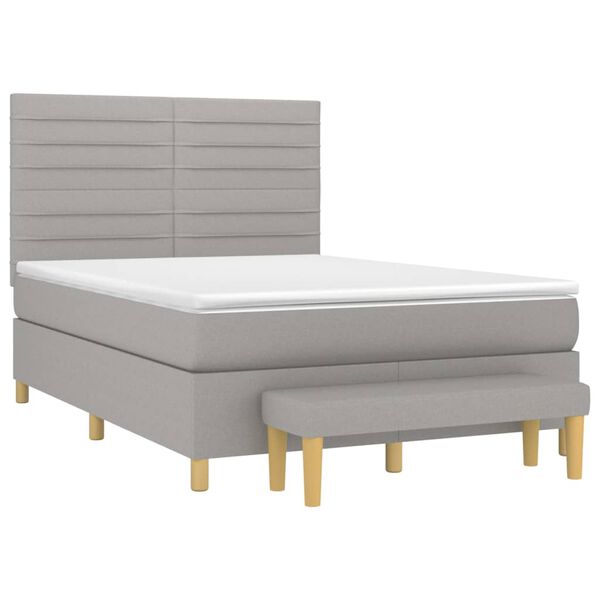 vidaXL Sommier &agrave; lattes de lit avec matelas Gris clair 140x200cm Tissu