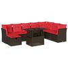 vidaXL Ensemble de canap&eacute; de jardin 9 pcs avec coussins marron r&eacute;sine tress&eacute;e