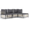 vidaXL Salon de jardin 4 pcs avec coussins anthracite r&eacute;sine tress&eacute;e