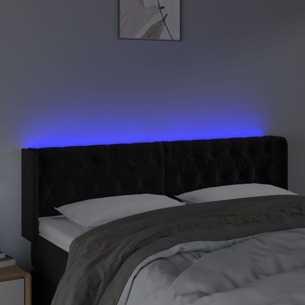 vidaXL T&ecirc;te de lit &agrave; LED Noir 147x16x78/88 cm Velours