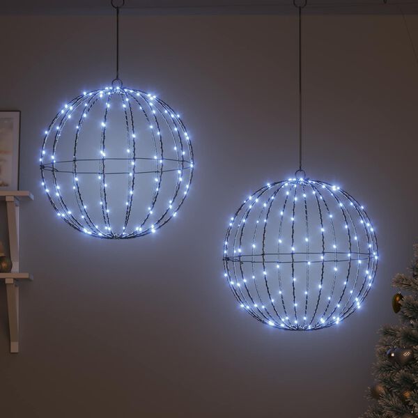 vidaXL Boule avec 320 LED 2 pcs Blanc froid 50,5 x 50,5 x 52 cm M&eacute;tal