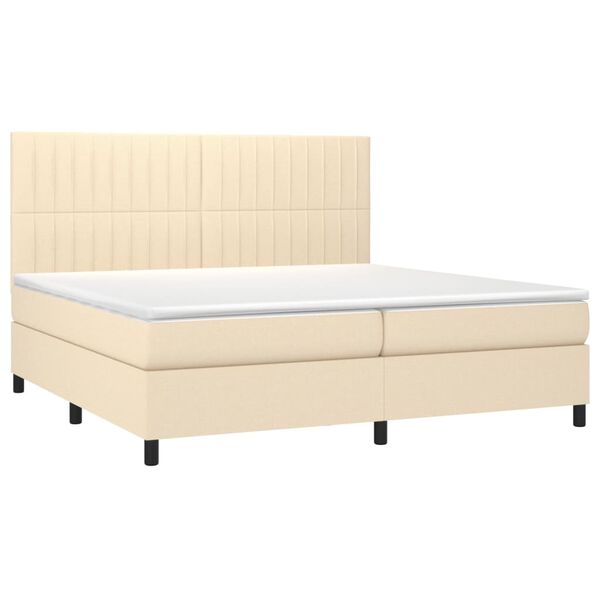 vidaXL Sommier &agrave; lattes de lit avec matelas Cr&egrave;me 200x200 cm Tissu