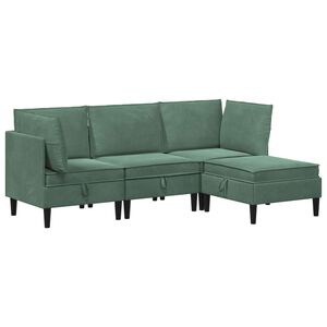 vidaXL Ensemble de meubles pour le salon 4 pcs Vert Mer Velours