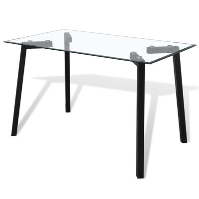 vidaXL Table de salle à manger avec dessus de table en verre Noir
