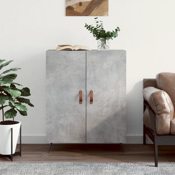 vidaXL Buffet gris b&eacute;ton 69,5x34x90 cm bois d'ing&eacute;nierie