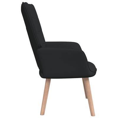 vidaXL Chaise de relaxation avec tabouret Noir Tissu