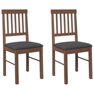 vidaXL Chaises &agrave; manger coussins 2 pcs marron bois massif caoutchouc