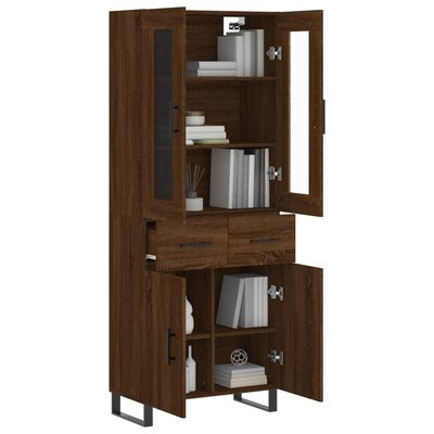 vidaXL Buffet haut Chêne marron 69,5x34x180 cm Bois d'ingénierie