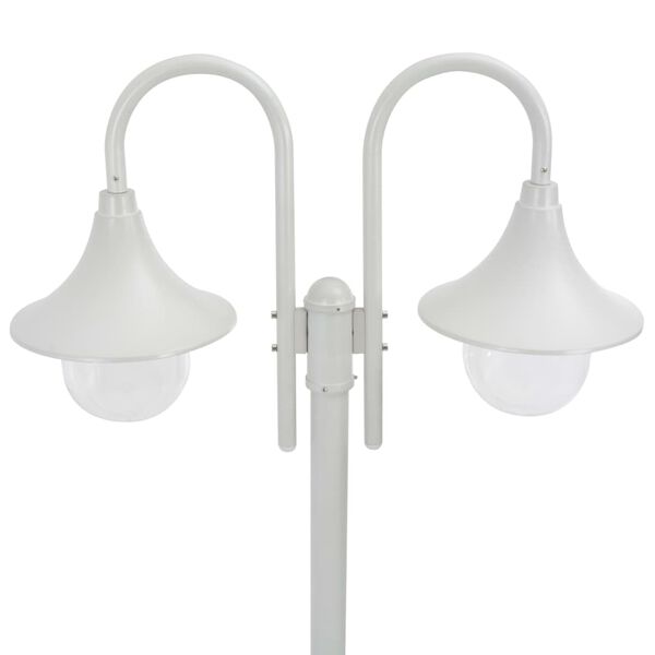 vidaXL Lampadaire de jardin E27 220 cm Aluminium 2 lanternes Blanc