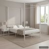 vidaXL Cadre de lit &agrave; baldaquin sans matelas blanc m&eacute;tal 120x200 cm