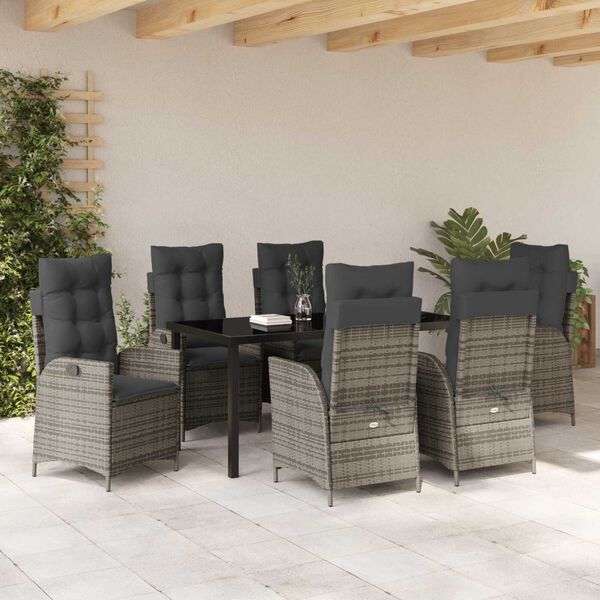 vidaXL Ensemble de salle &agrave; manger pour jardin 7 pcs Gris polyrotin