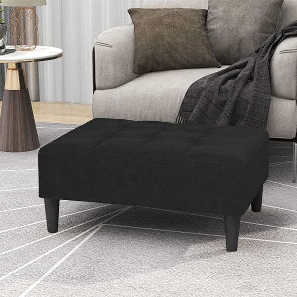 vidaXL Tabouret Noir Tissu en microfibre