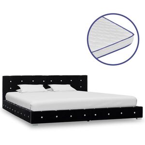 vidaXL Lit avec matelas &agrave; m&eacute;moire de forme Noir Velours 180 x 200 cm