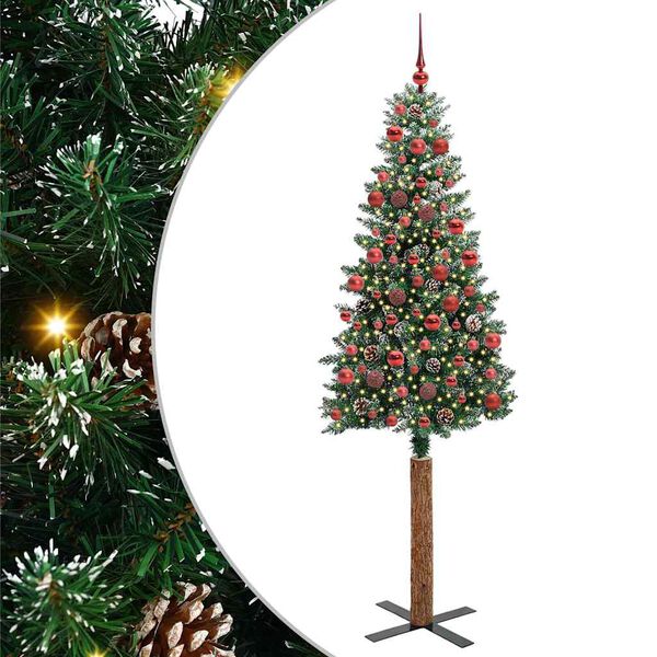 vidaXL Sapin de Noël mince avec 300 LED Vert et blanc 180 cm