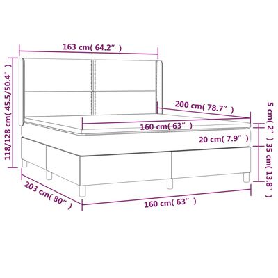 vidaXL Sommier à lattes de lit matelas LED Gris 160x200 cm Similicuir