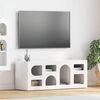 vidaXL Meuble TV Blanc brillant 100 x 35 x 40 cm Bois d'ing&eacute;nierie